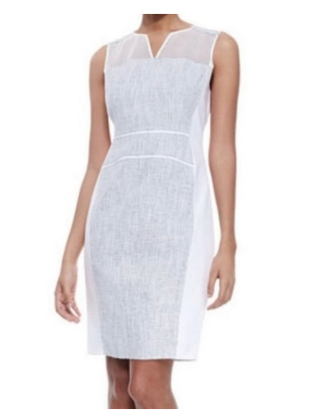 Elie Tahari Anya White&Gray Mesh Sleeveless Sheath Dress/4/ New